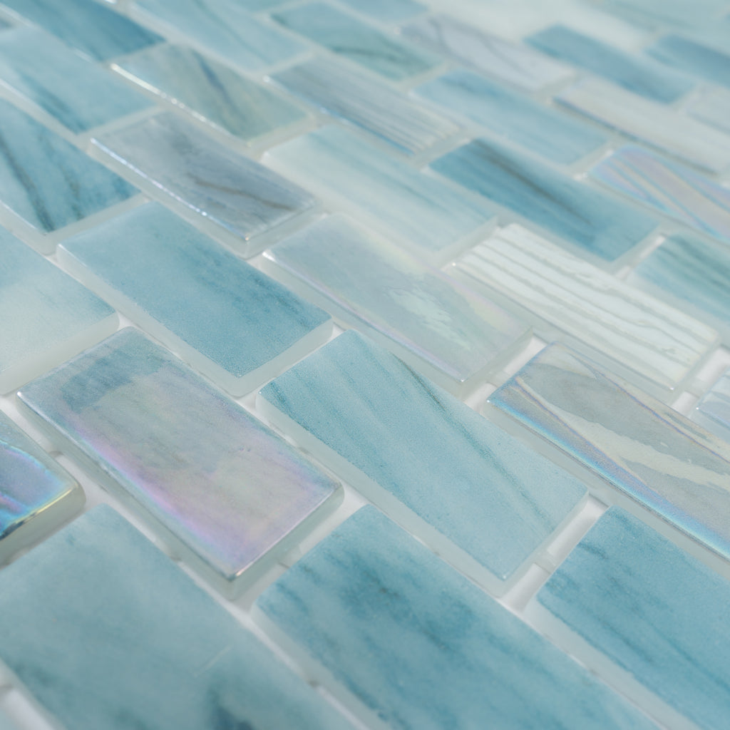 Alimia Sky Recycled Glass Brick Mosaic Tile | Tile Club