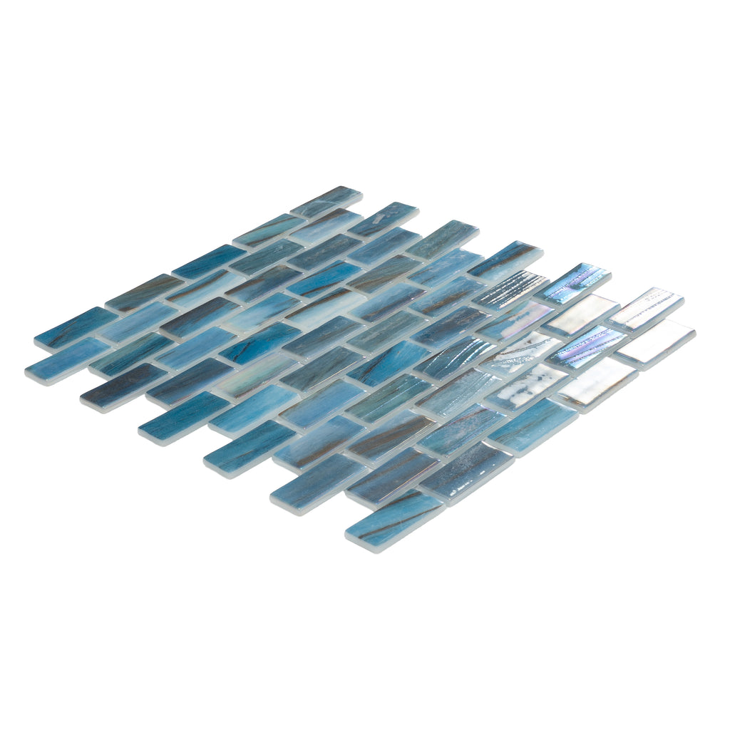 Alimia Twilight Recycled Glass Brick Mosaic Tile | Tile Club