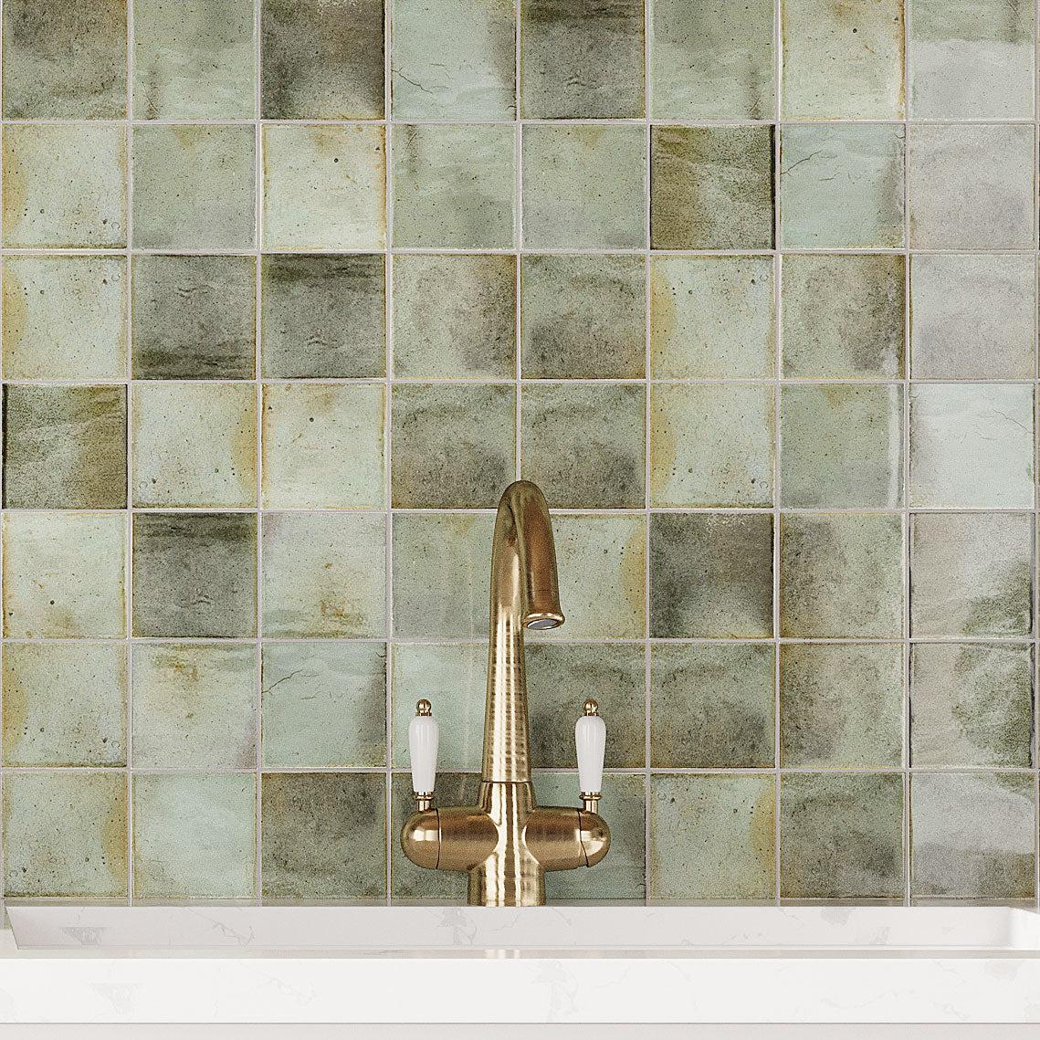 Luna Celadon 4x4 Ceramic Square Tile Backsplash and Shower – Tile Club