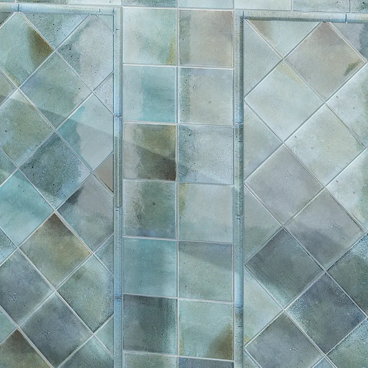 Luna Sky Pencil Trim with 4x4" Square Ceramic Tiles