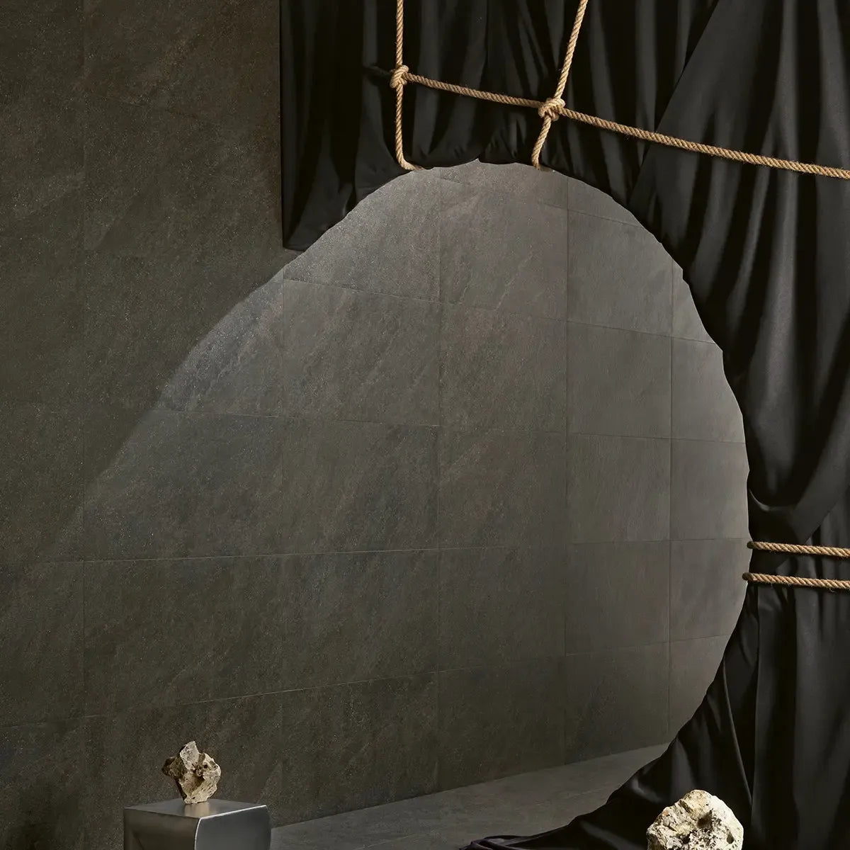 Sedara Black Stone Look Square Porcelain Tile 48x48 | Tile Club