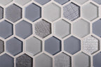 Moongrey Hexagon Glass Mosaic Tile | Tile Club