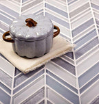 Moongrey Chevron Glass Mosaic Tile