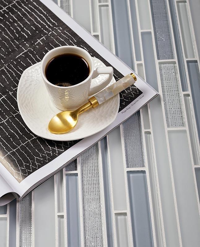 Moongrey Linear Glass Mosaic Tile | Tile Club
