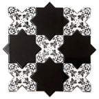 Santa Barbara Black Decorative Cross Ceramic Tile | Tile Club