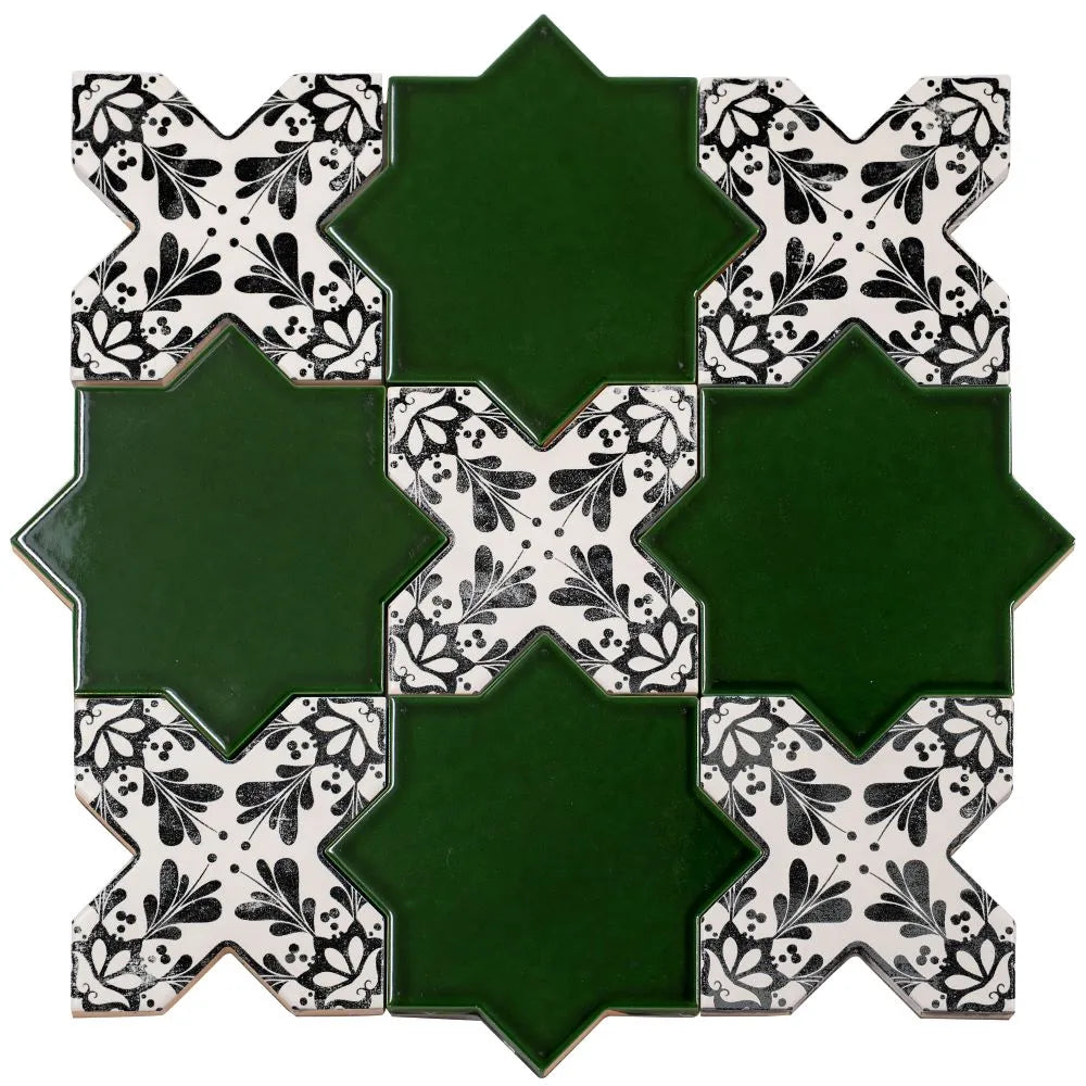 Santa Barbara Black Decorative Cross Ceramic Tile | Tile Club