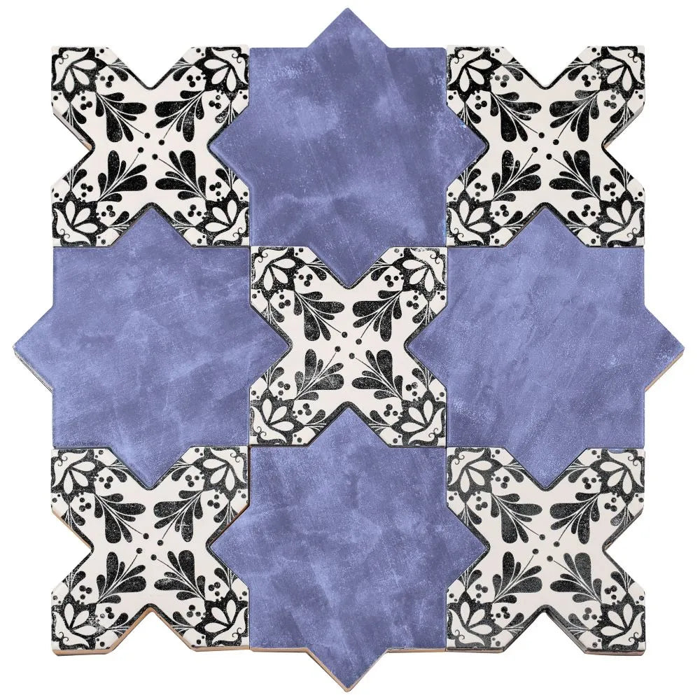 Santa Barbara Black Decorative Cross Ceramic Tile | Tile Club