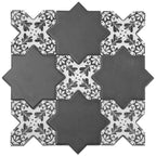 Santa Barbara Black Decorative Cross Ceramic Tile | Tile Club