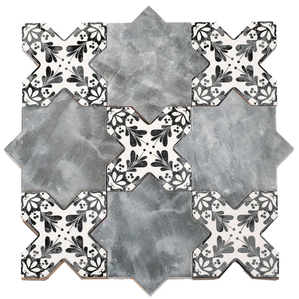 Santa Barbara Black Decorative Cross Ceramic Tile | Tile Club