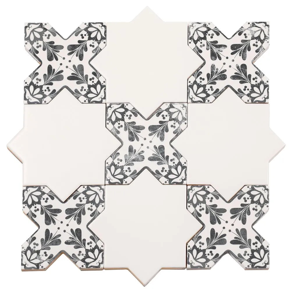 Santa Barbara Black Decorative Cross Ceramic Tile | Tile Club
