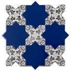 Santa Barbara Black Decorative Cross Ceramic Tile | Tile Club