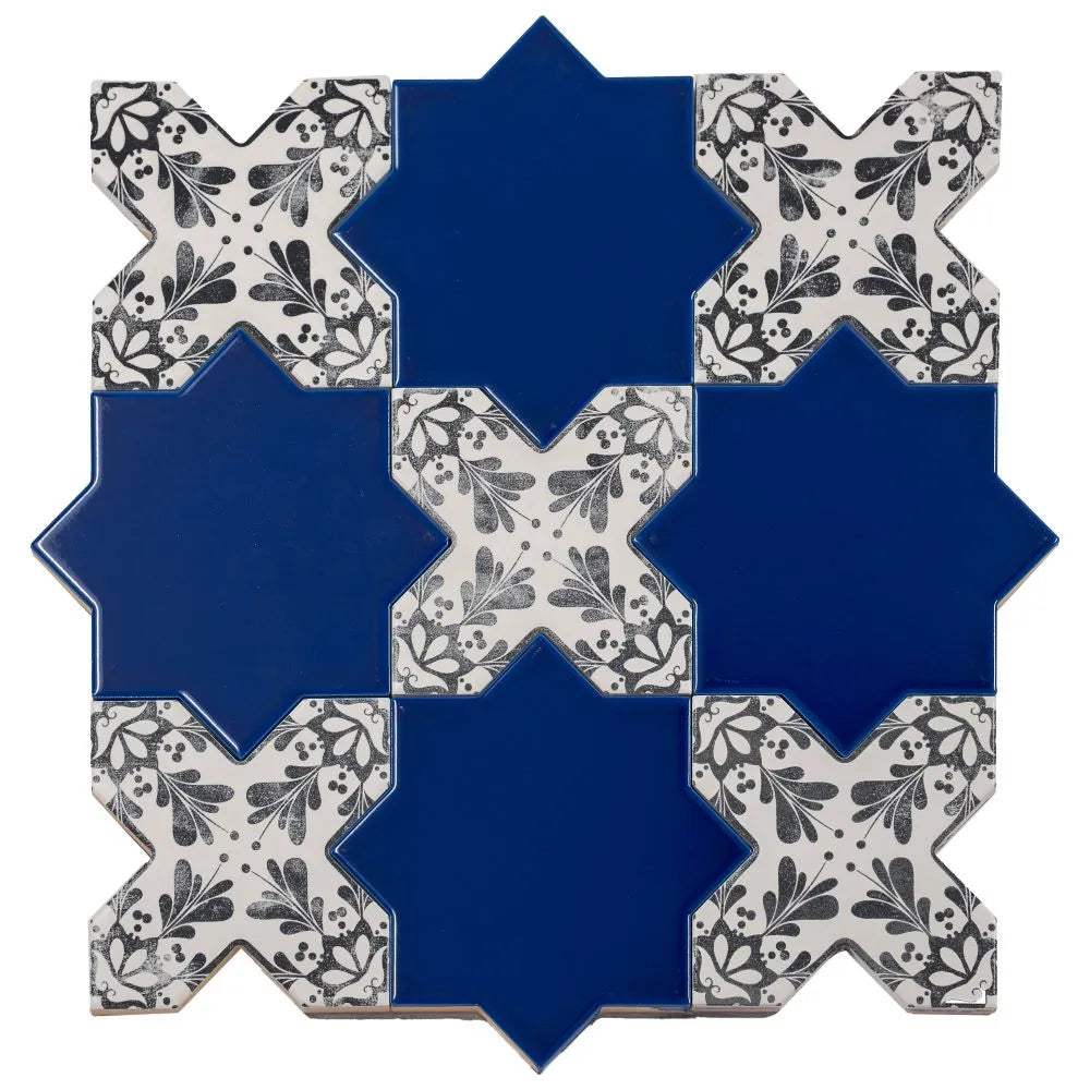 Santa Barbara Black Decorative Cross Ceramic Tile | Tile Club
