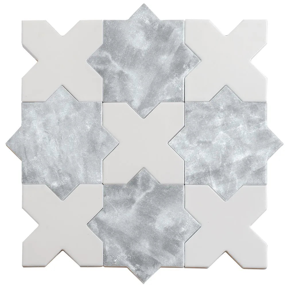 Santa Barbara Glossy White Cross Ceramic Tile | Tile Club