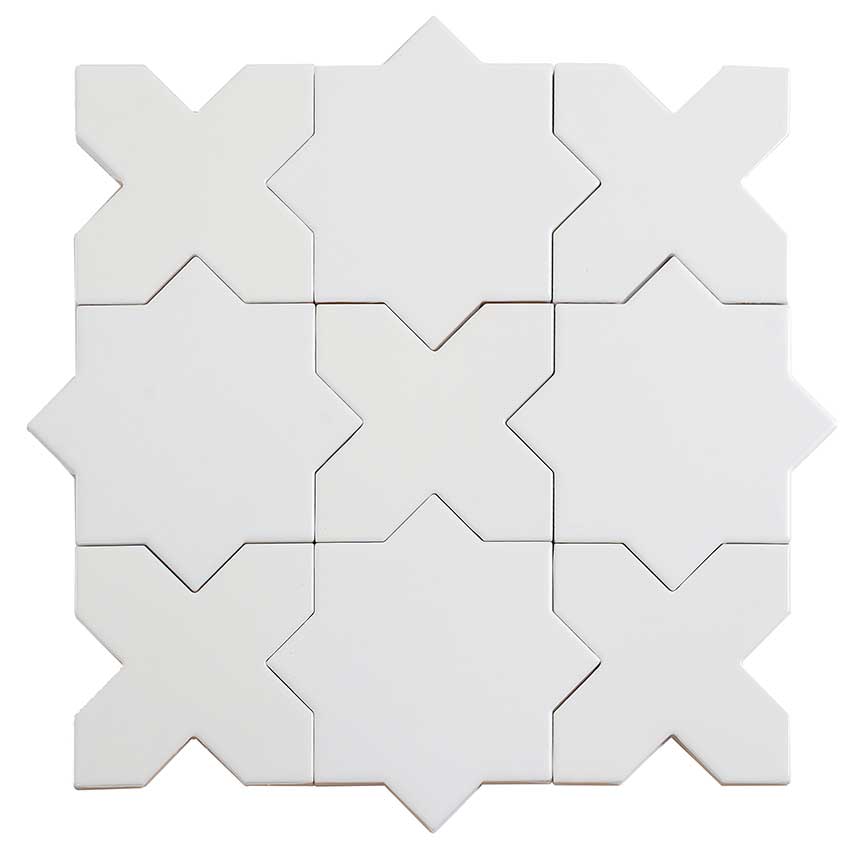 Santa Barbara Glossy White Star Ceramic Tile | Tile Club