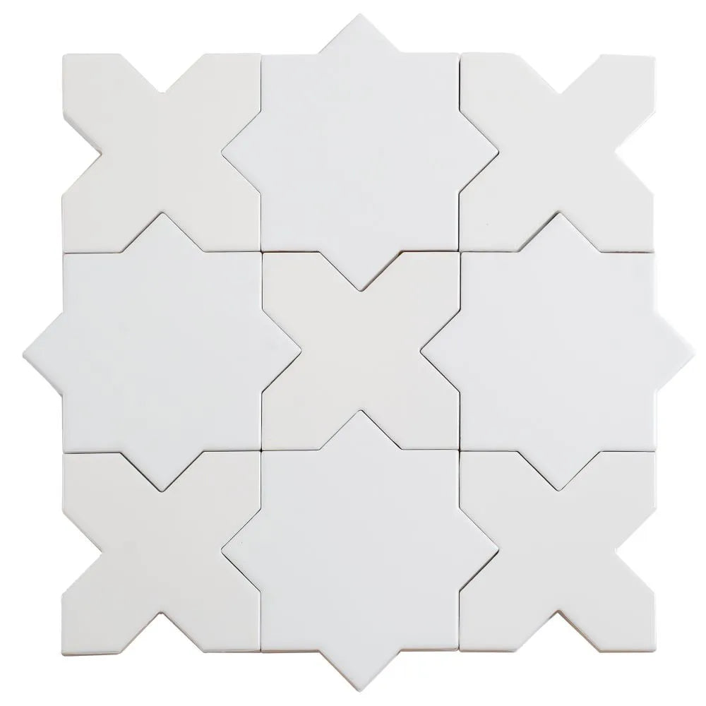Santa Barbara Glossy White Cross Ceramic Tile | Tile Club