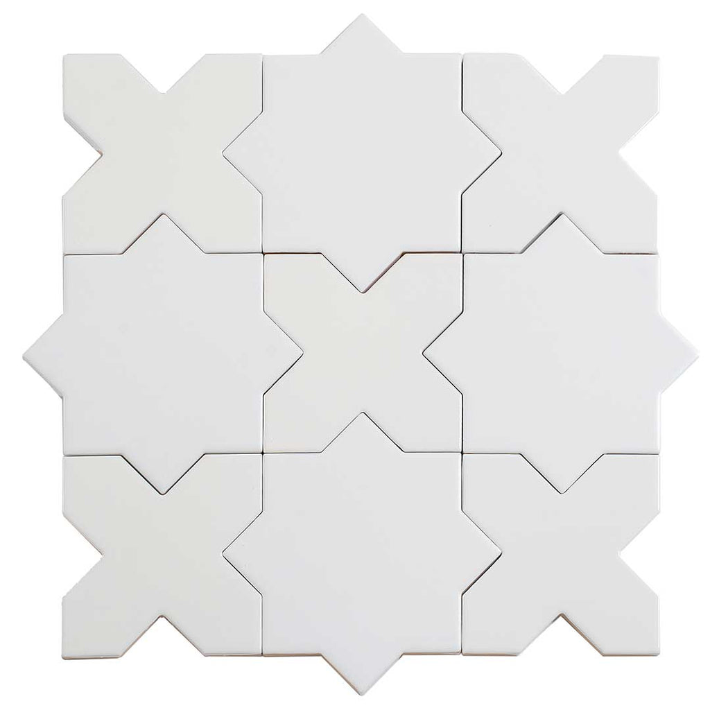 Santa Barbara Matte White Star Ceramic Tile | Tile Club