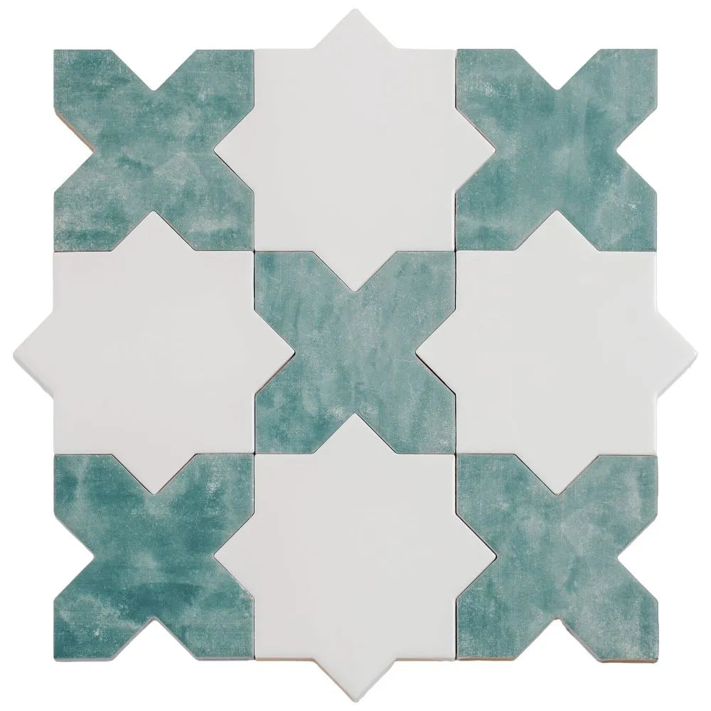 Santa Barbara Dappled Green Cross Ceramic Tile | Tile Club