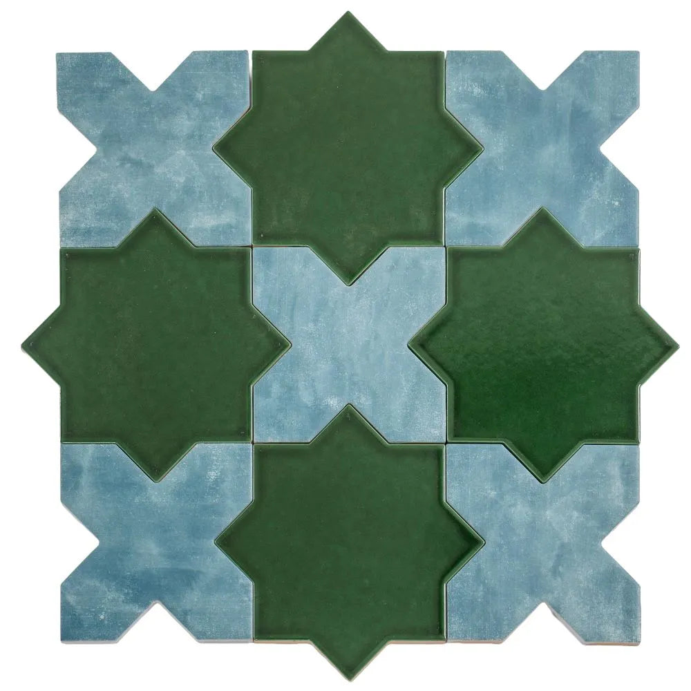 Santa Barbara Dappled Green Cross Ceramic Tile | Tile Club