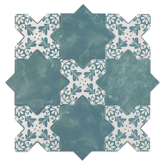 Santa Barbara Dappled Green Star Ceramic Tile | Tile Club