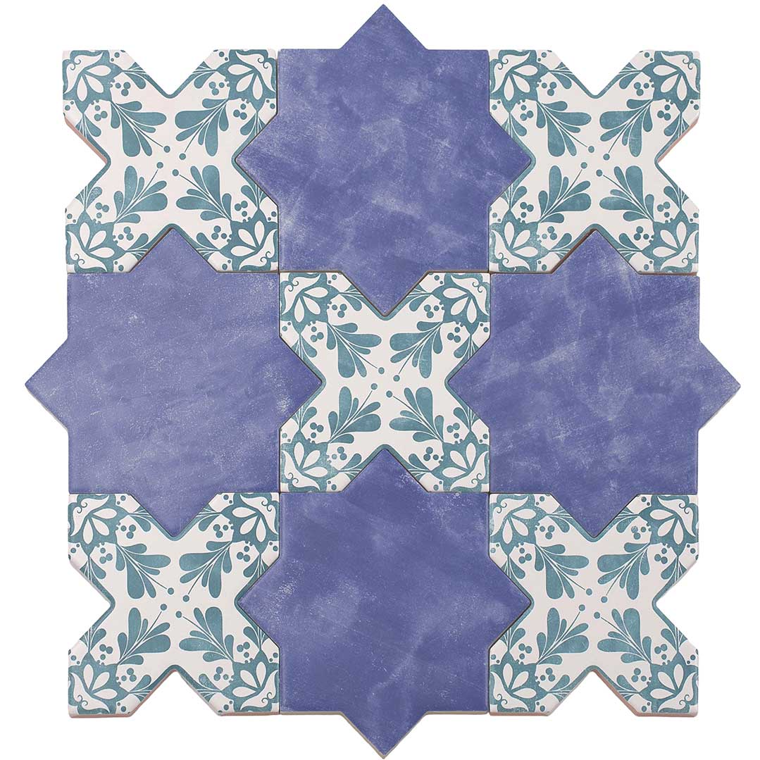 Santa Barbara Dappled Green Cross Ceramic Tile | Star and Cross