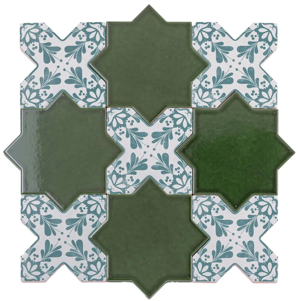 Santa Barbara Dappled Green Decorative Cross | Tile Club