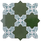 Santa Barbara Dappled Green Decorative Cross | Tile Club