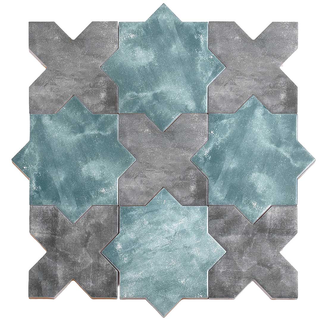 Santa Barbara Dappled Green Cross Ceramic Tile | Star and Cross