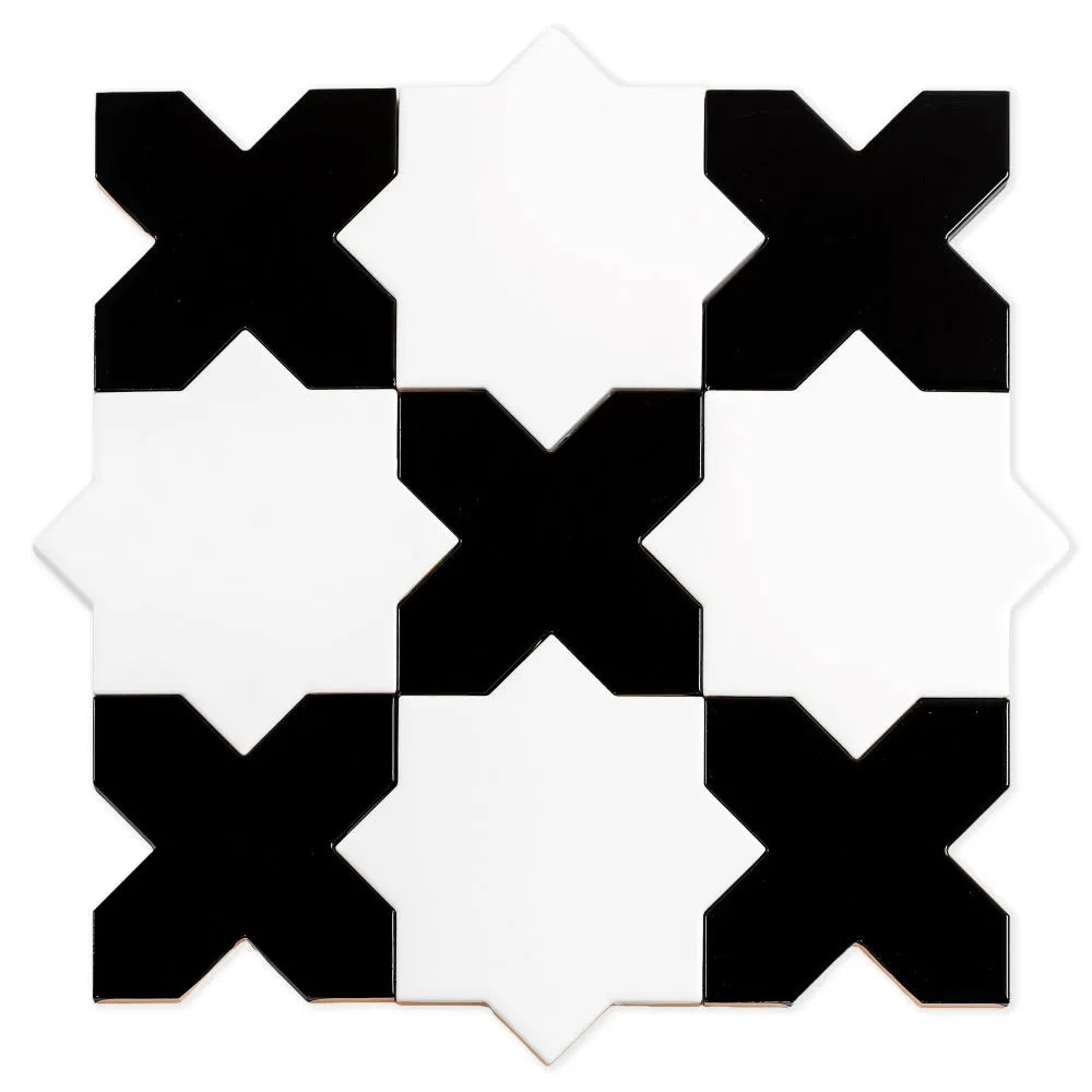 Santa Barbara Obsidian Black Cross Ceramic Tile | Tile Club
