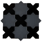 Santa Barbara Obsidian Black Cross Ceramic Tile | Tile Club