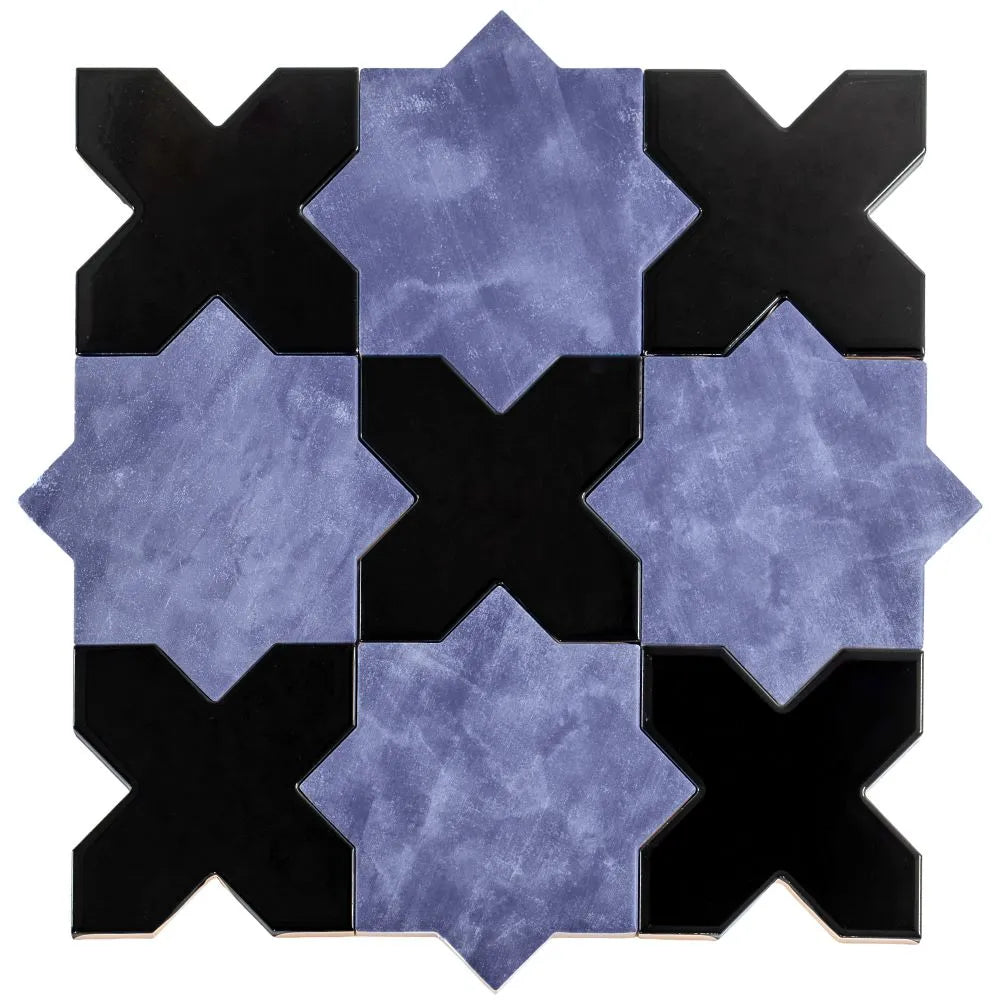 Santa Barbara Obsidian Black Cross Ceramic Tile | Tile Club