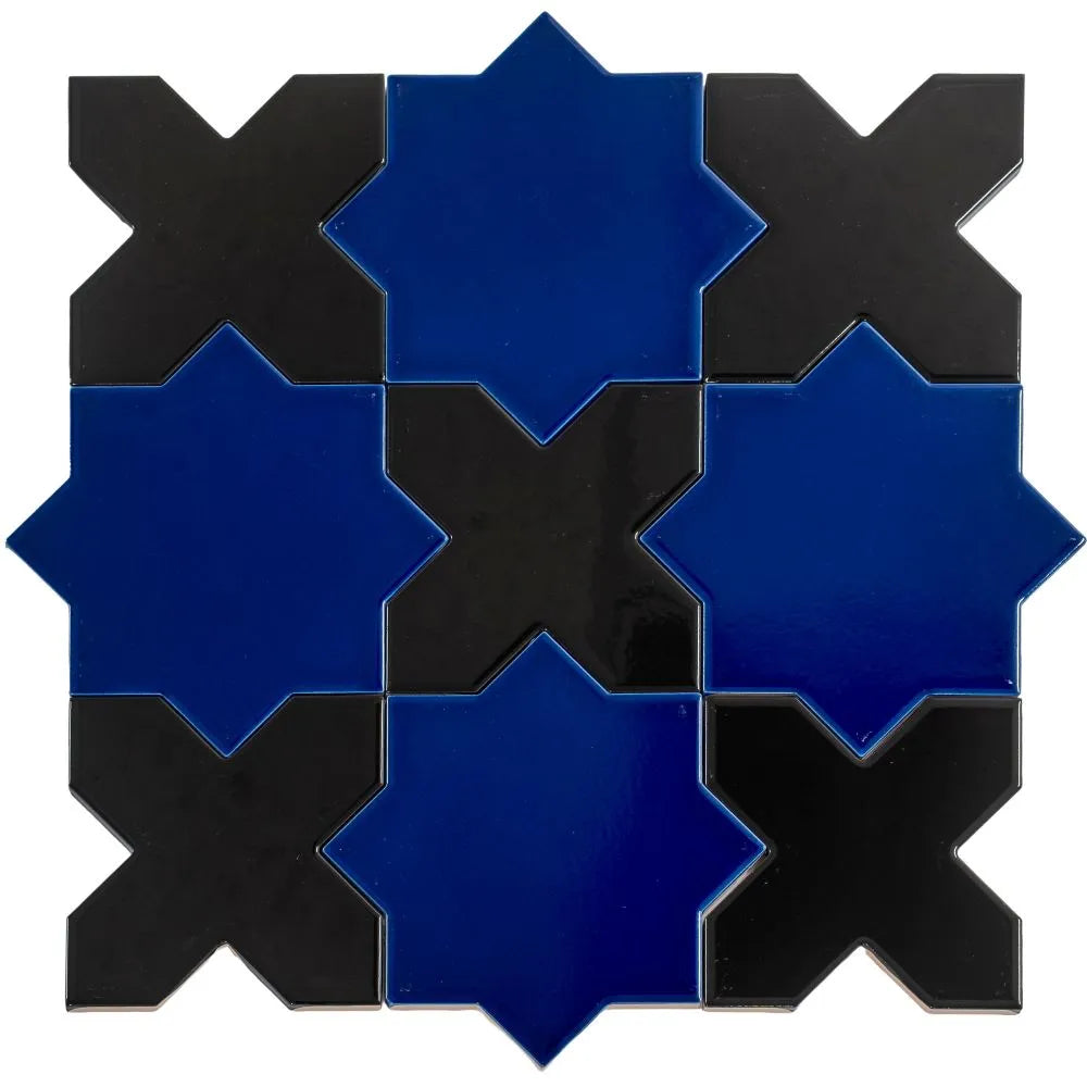 Santa Barbara Obsidian Black Cross Ceramic Tile | Tile Club