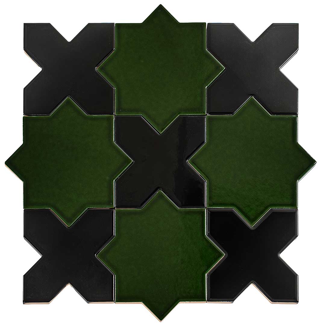 Santa Barbara Emerald Green Cross Ceramic Tile | Star and Cross