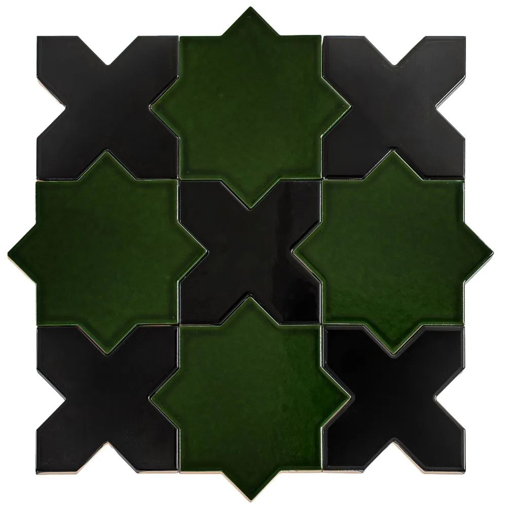 Santa Barbara Obsidian Black Cross Ceramic Tile | Tile Club