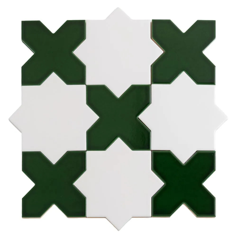Santa Barbara Emerald Green Cross Ceramic Tile | Tile Club