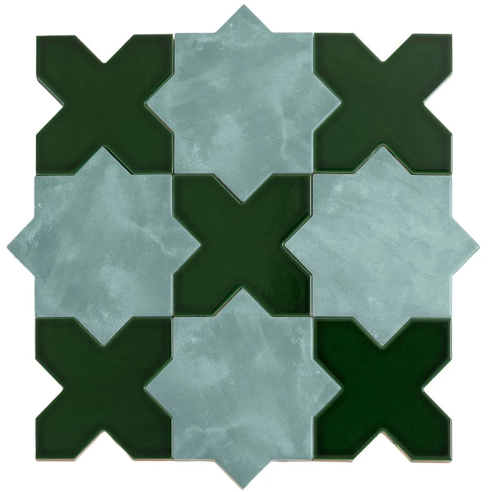Santa Barbara Emerald Green Cross Ceramic Tile | Tile Club