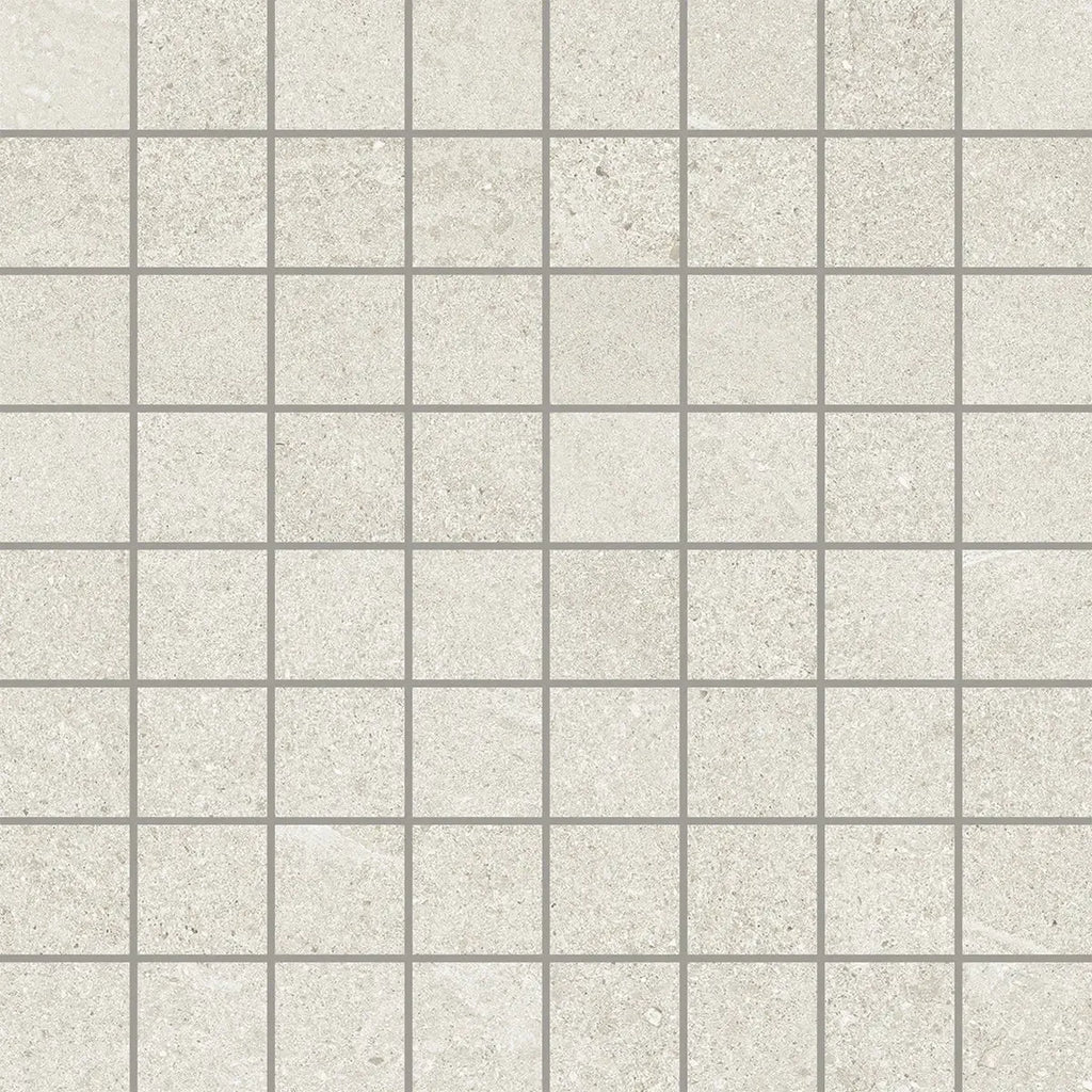 Newport White Concrete Look Mosaic Tile 12x12 | Tile Club