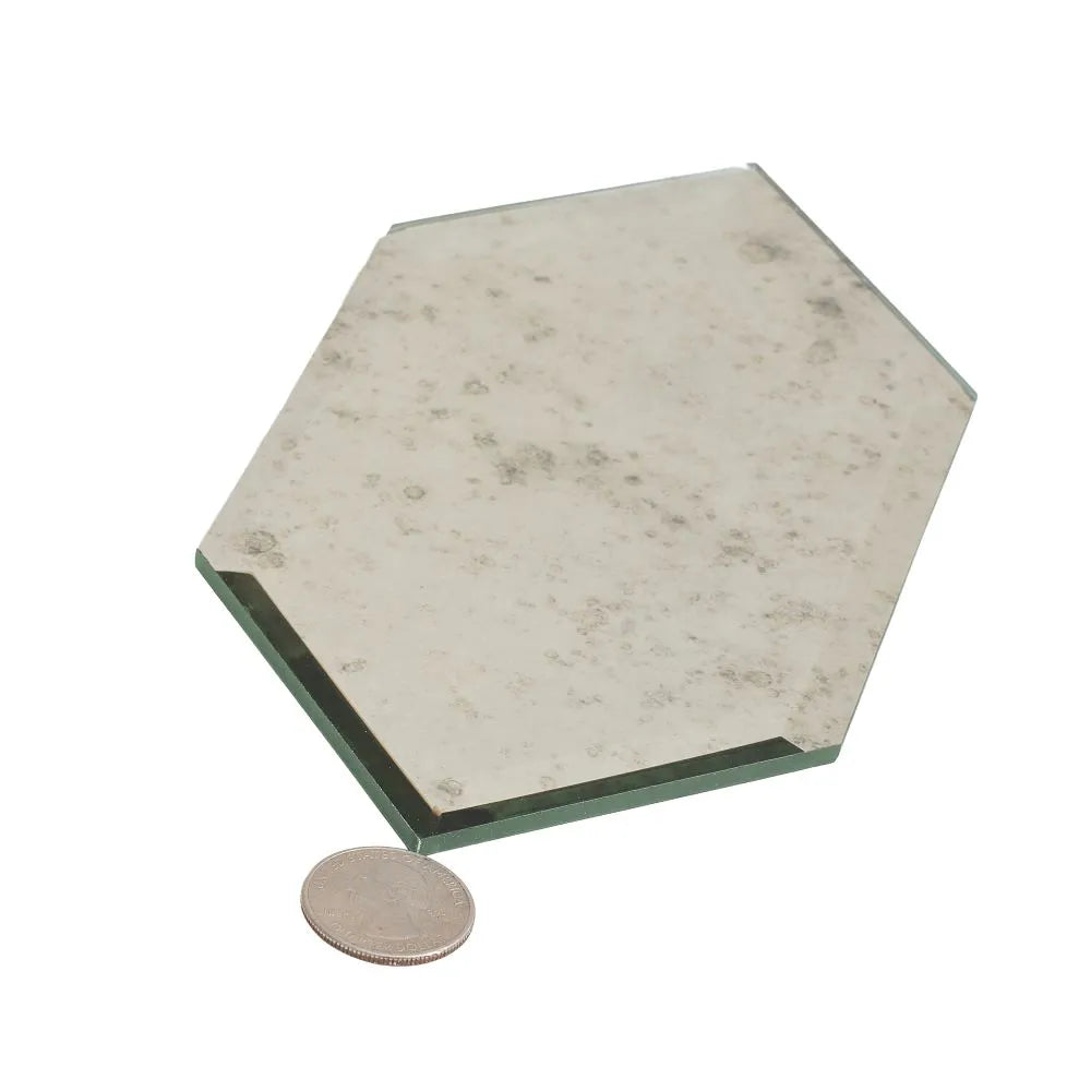 4x8 Beveled Antique Mirror Glass Hexagon Tile | Tile Club