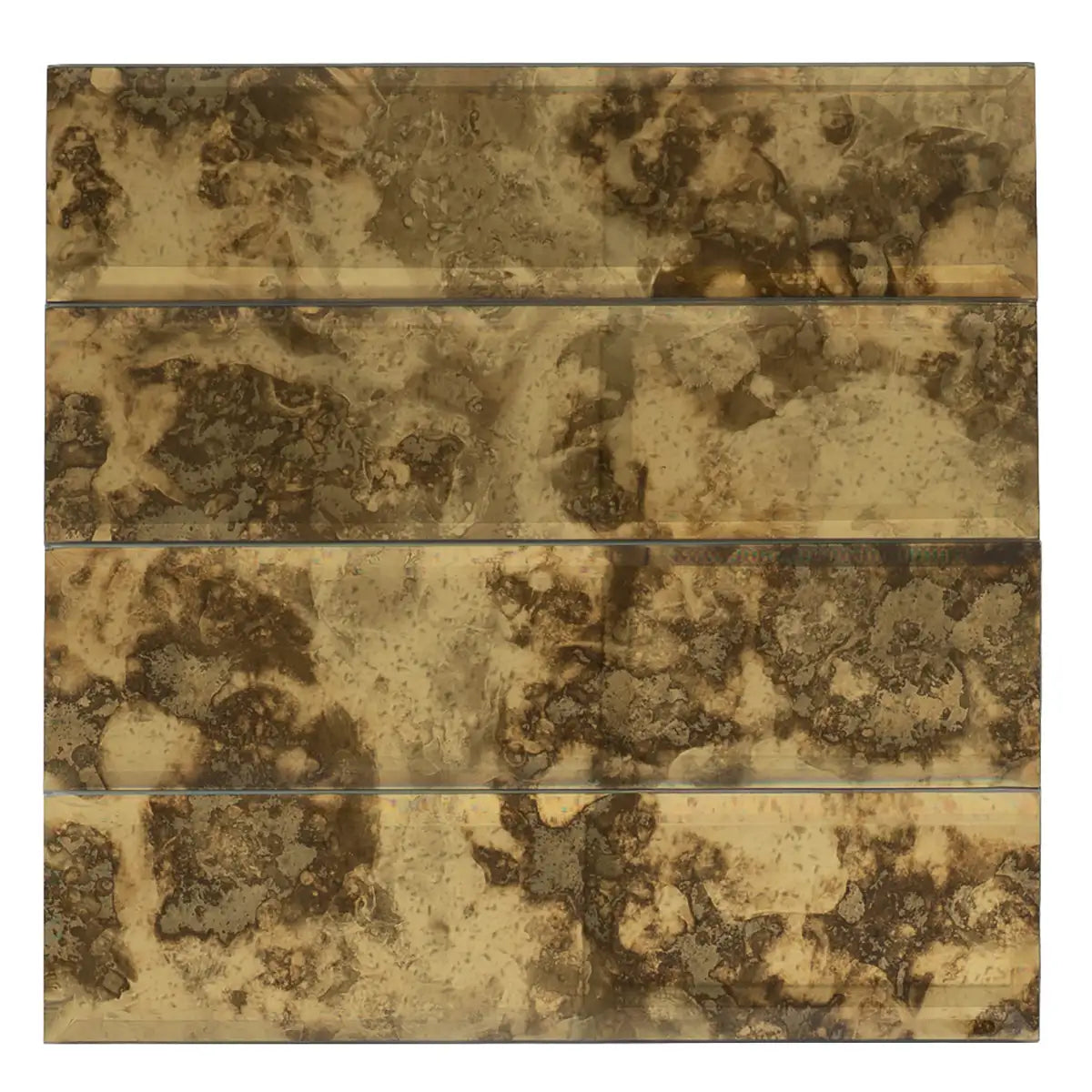 3x12 Beveled Antique Gold Mirror Glass Subway Tile | Tile Club