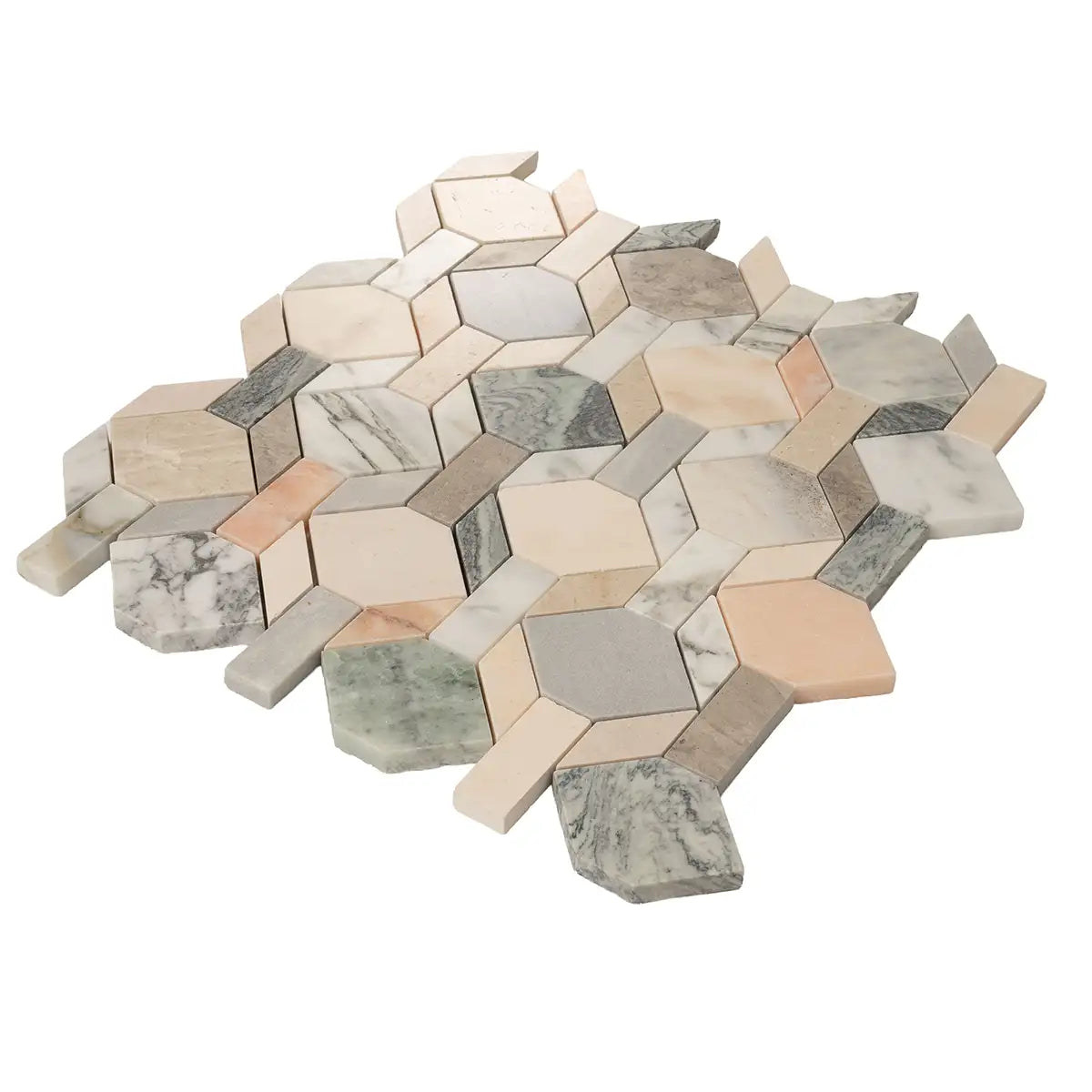 Pastello Diamond and Dash Marble Mosaic Tile | Tile Club