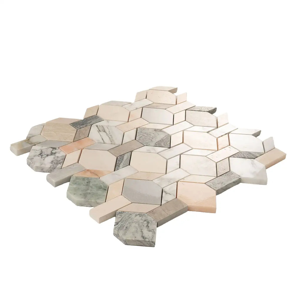Pastello Diamond and Dash Marble Mosaic Tile | Tile Club