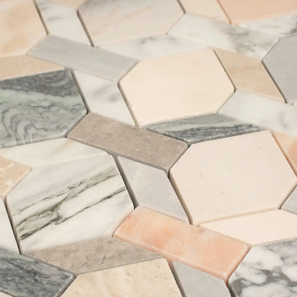 Pastello Diamond and Dash Marble Mosaic Tile | Tile Club