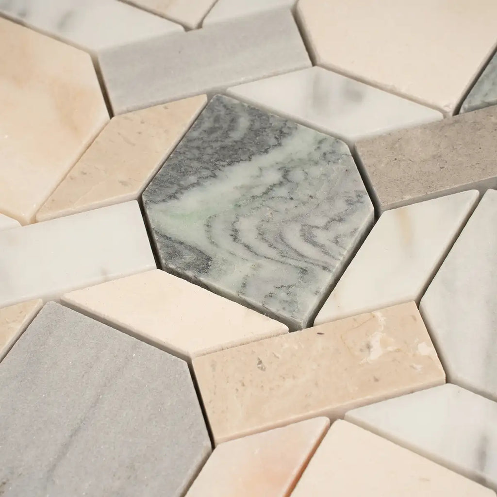 Pastello Diamond and Dash Marble Mosaic Tile | Tile Club
