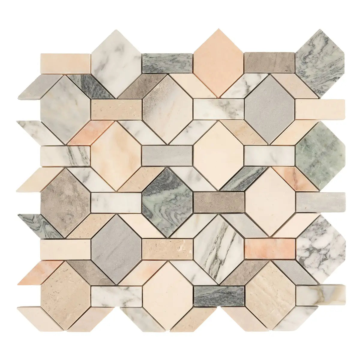 Pastello Diamond and Dash Marble Mosaic Tile | Tile Club
