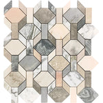 Pastello Diamond and Dash Marble Mosaic Tile