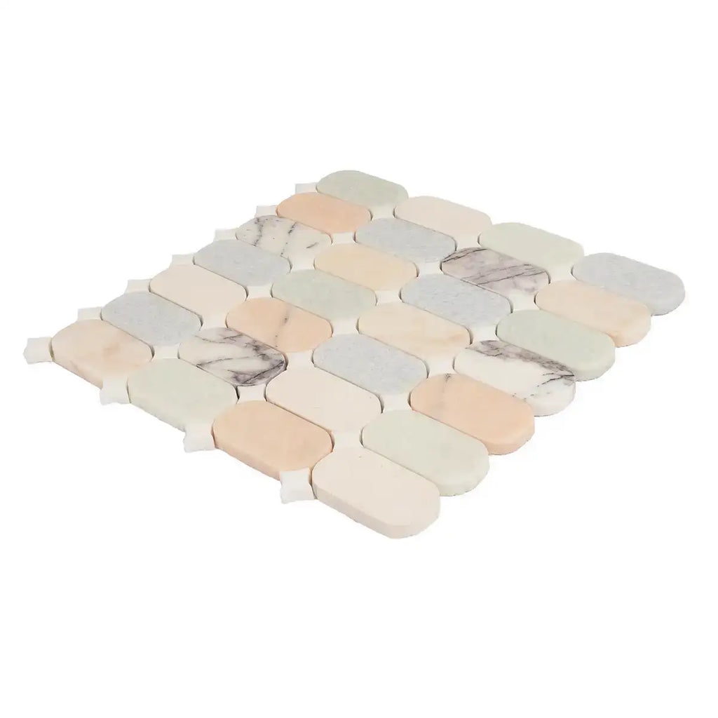 Pastello Multicolor Oval Marble Mosaic Tile | Tile Club