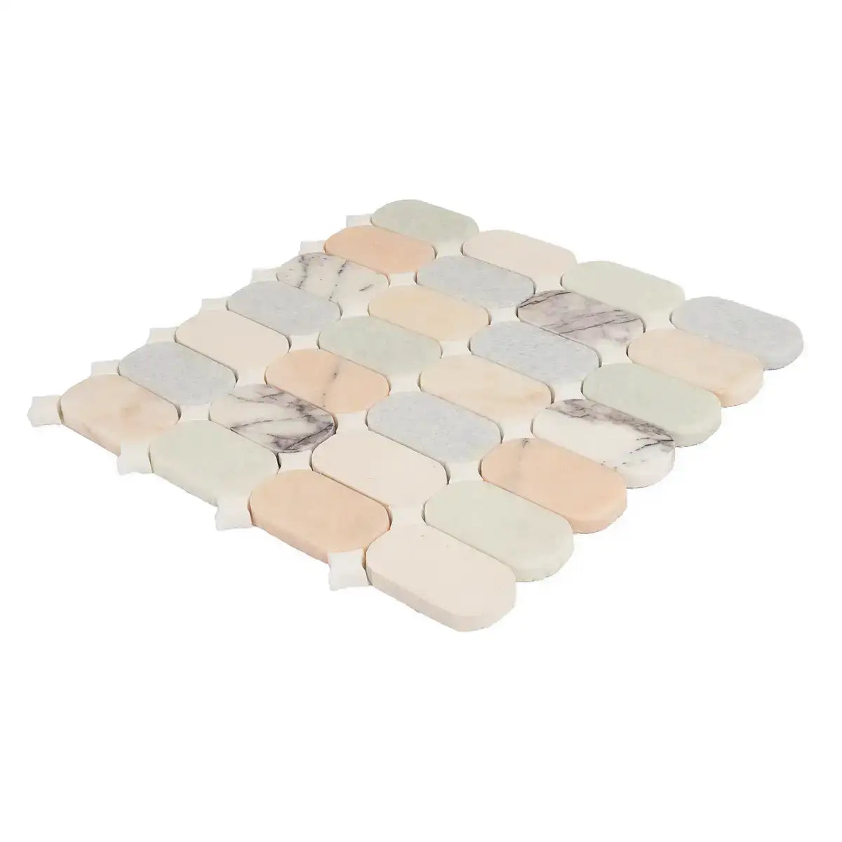 Pastello Multicolor Oval Marble Mosaic Tile | Tile Club