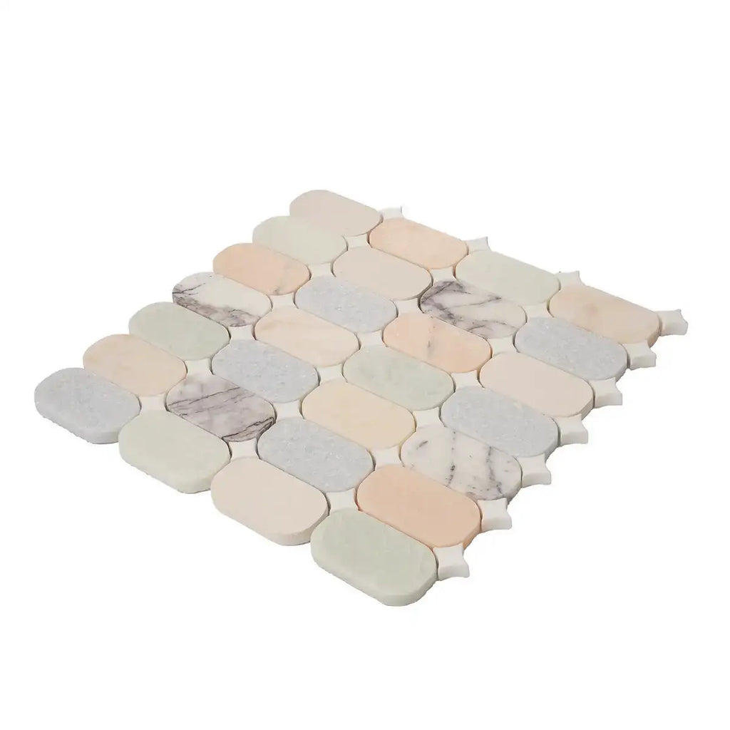 Pastello Multicolor Oval Marble Mosaic Tile | Tile Club