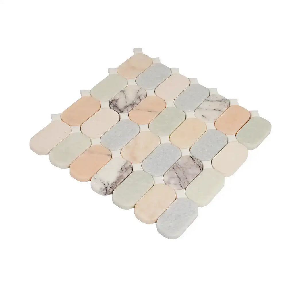 Pastello Multicolor Oval Marble Mosaic Tile | Tile Club