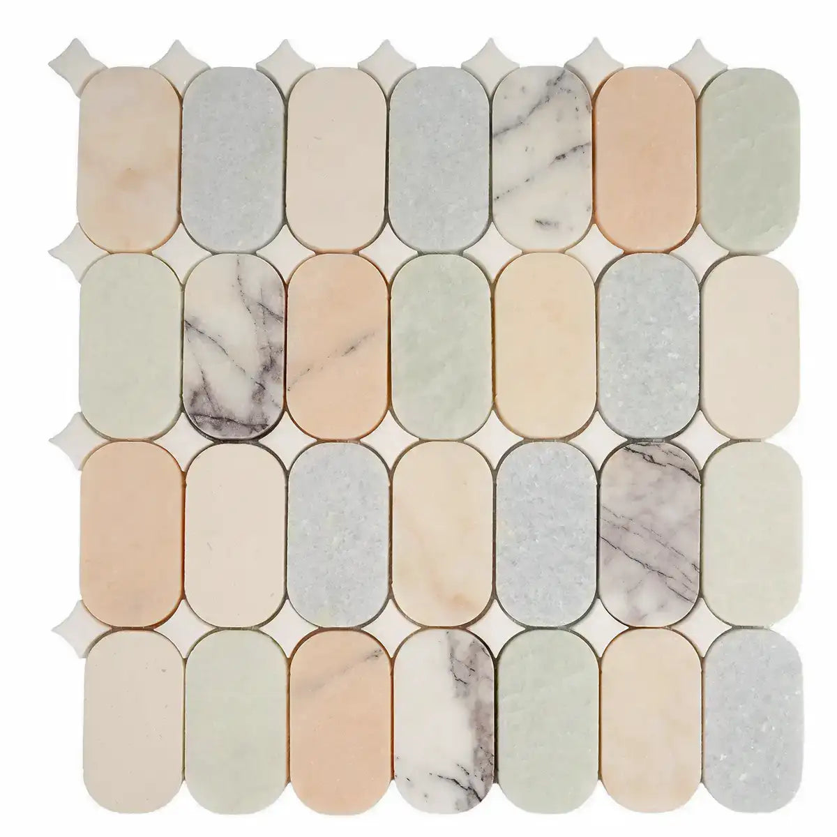 Pastello Multicolor Oval Marble Mosaic Tile | Tile Club