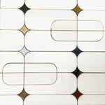 Futuristic White and Multicolor Stars Marble Mosaic Tile